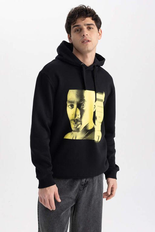 Толстовка с капюшоном и принтом на спине Tupac Regular Fit - Defacto фото 5