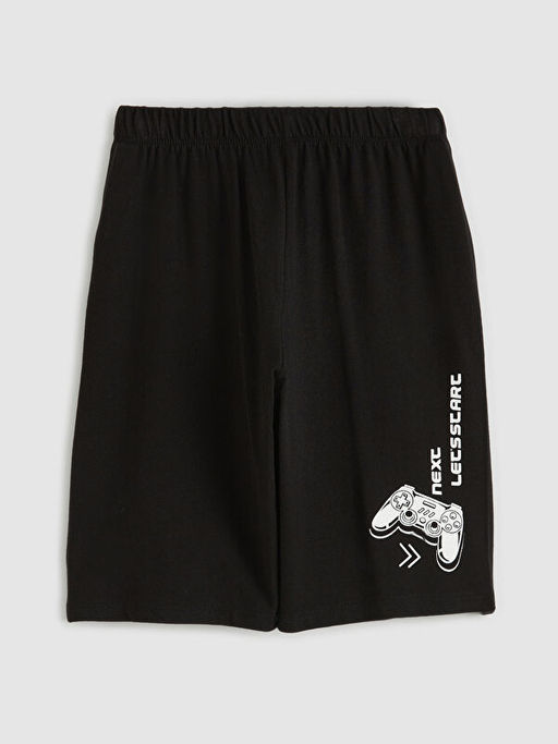 Bask?l? Erkek ?ocuk ?ortlu Pijama Tak?m?