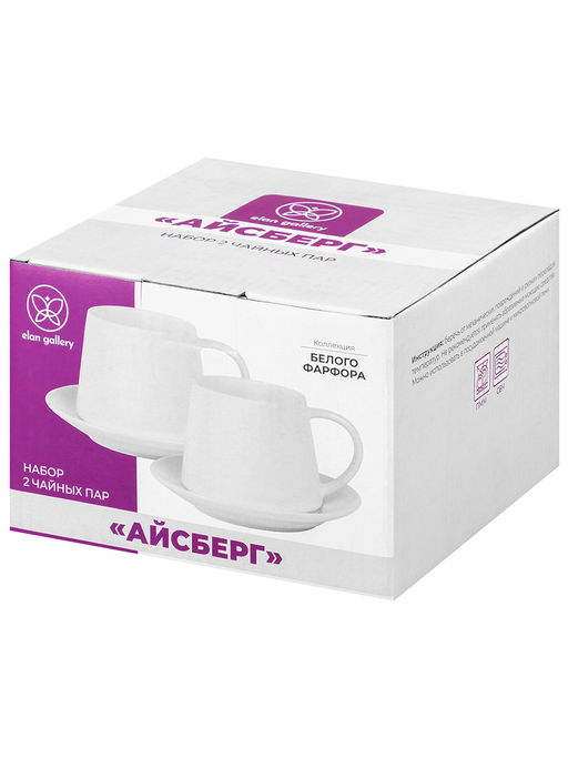 Чайная пара 4 пр. 320 мл 12*9,5*7,5 см Айсберг, фарфор - Elan gallery фото 6