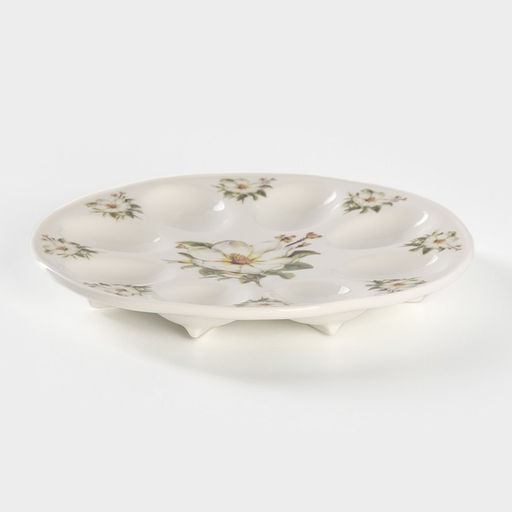 Подставка для яиц Доляна Цветы шиповника, d=20 см, фарфор, белая  фото 4