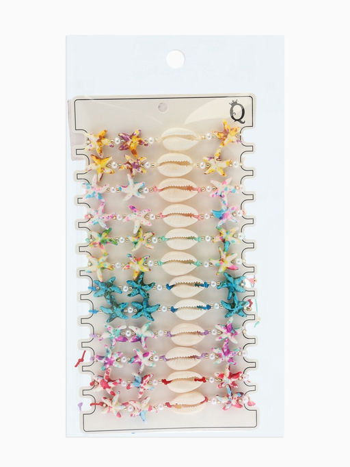 Цена за 12 шт. Браслет «Морской. Ракушка и звезда», d=6 см, МИКС