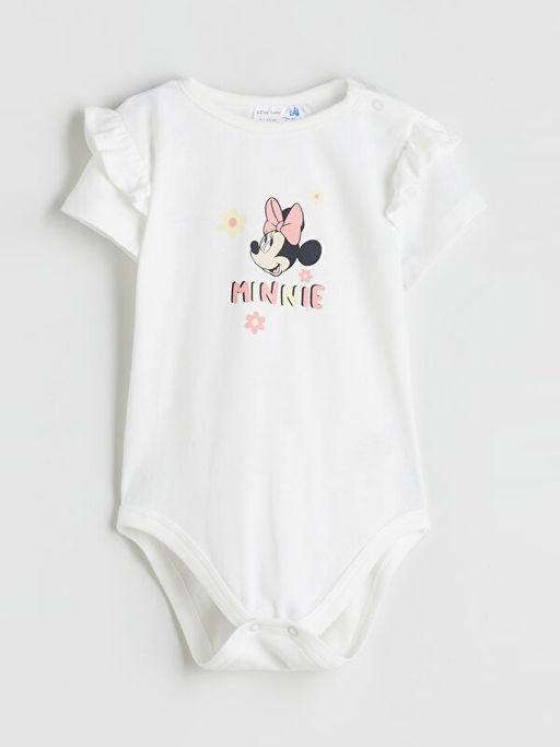 Minnie Mouse Bask?l? K?z Bebek Body Tayt ve Sa? Band? 3l? Tak?m