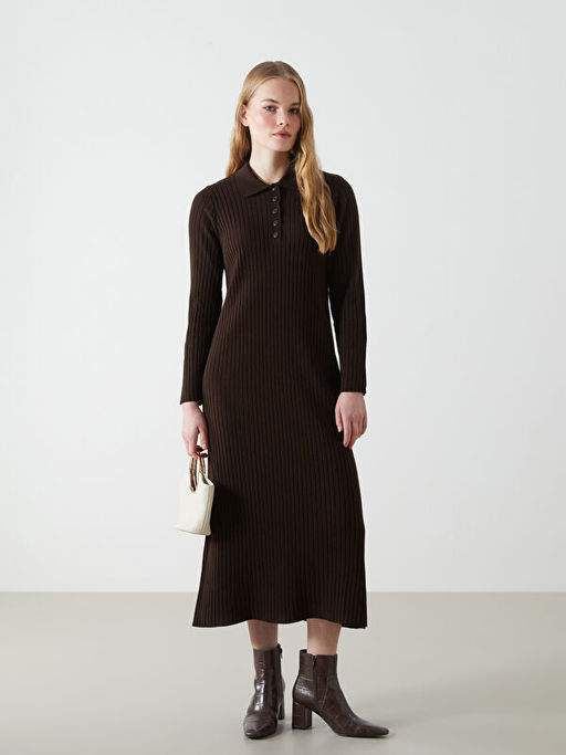 G?mlek Yaka Kad?n Triko Elbise