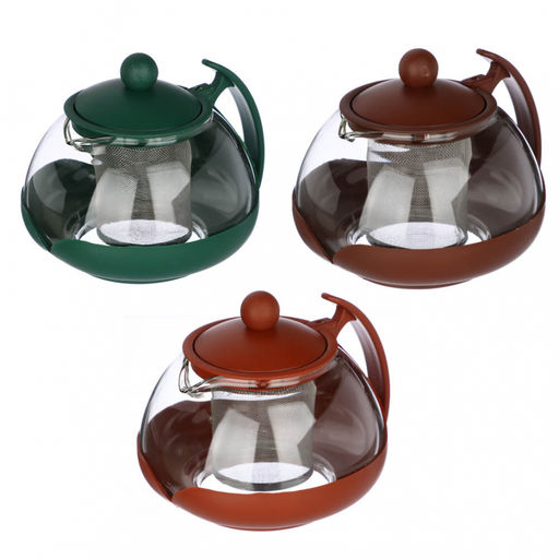 Чайник заварочный 700 мл стекло/пластик с сеточкой овальный арт. 850-704