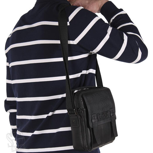 Сумка мужская кожаная 3012-1TR black Tough Ruder в Новосибирске