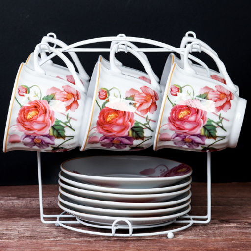 Чайный набор 12 предметов 220 мл / MS-7486 /уп 8/ металл подставка - Галеонтрейд фото 3