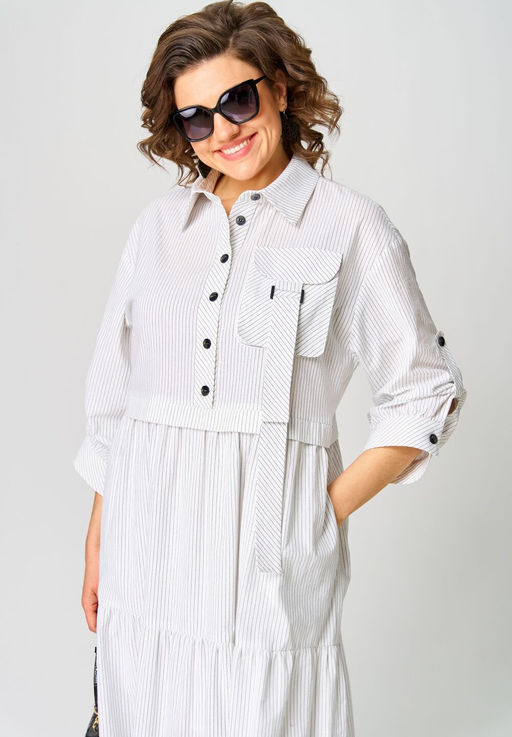 Платье EVA GRANT 7176С белый в полоску