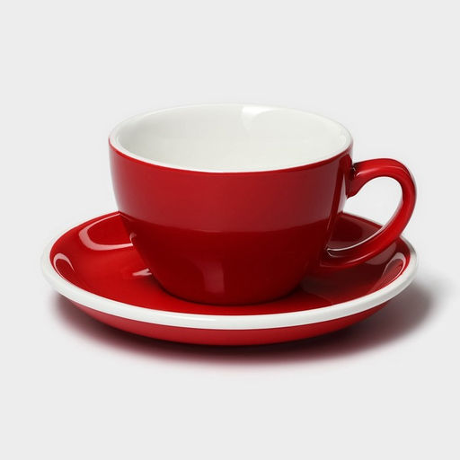 Кофейная пара фарфоровая Magistro Coffee time, 2 предмета: чашка 200 мл, блюдце d=14,5 см, цвет красный