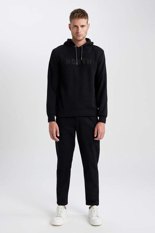 Толстовка обычного кроя с капюшоном и мягкой подкладкой с текстовым принтом - Defacto фото 2