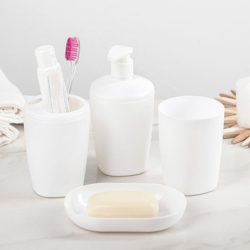 Набор для ванной комнаты Aqua, 4 предмета, пластик, белый