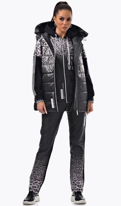 Толстовка из футера комбинированного с принтованной плащевой тканью