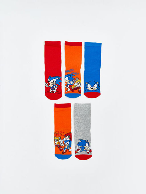 Sonic Desenli Erkek ?ocuk Soket ?orap 5li