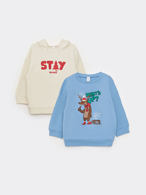 Uzun Kollu Erkek Bebek Hoodie 2li