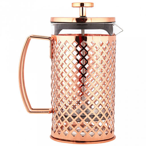 Френч-пресс металлический корпус "Восторг" 800мл, д10см h19см, глянцевый, цвет - розовое золото (медный), колба - термостойкое стекло д9,7см h15,3см, в подарочной коробке (Китай)
