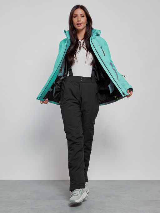 Горнолыжный костюм женский зимний бирюзового цвета 03350Br