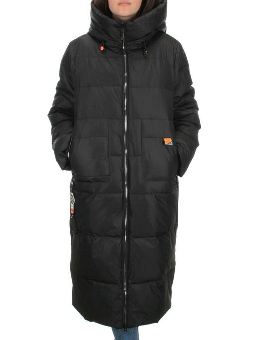 H-2209 BLACK Пальто зимнее женское (200 гр .холлофайбер) - Фабричный китай фото 2