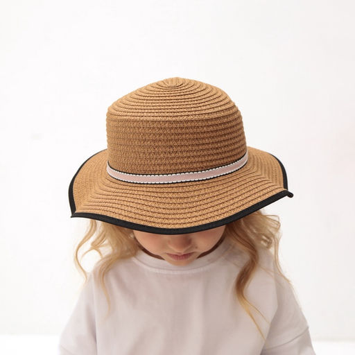 Шляпа для девочки MINAKU «Леди», размер 52-54, бежевая