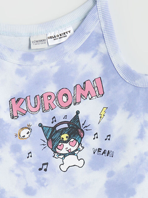 Bisiklet Yaka Kuromi Bask?l? K?z ?ocuk Elbise