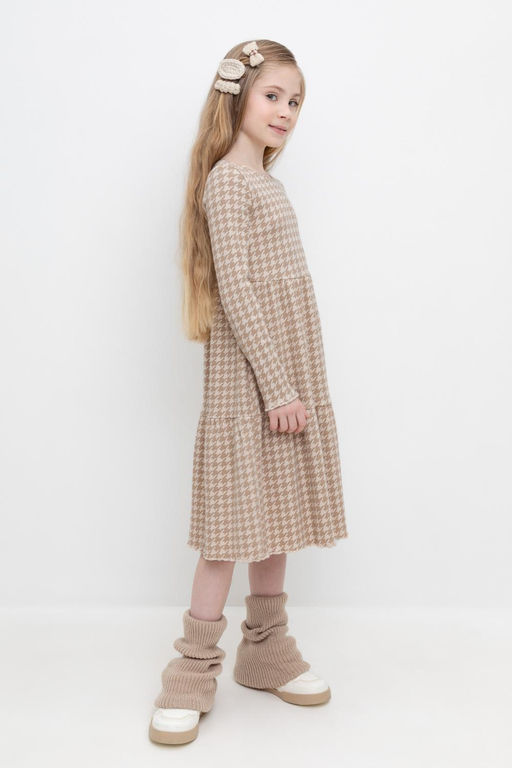 Crockid _ КР 5893/бежевый,гусиная лапка к509 платье для дев  фото 4