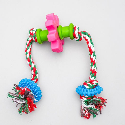 Игрушка канатная с жевательными элементами Шестерёнки, до 34 см, до 100 г, микс цветов - Пижон фото 4