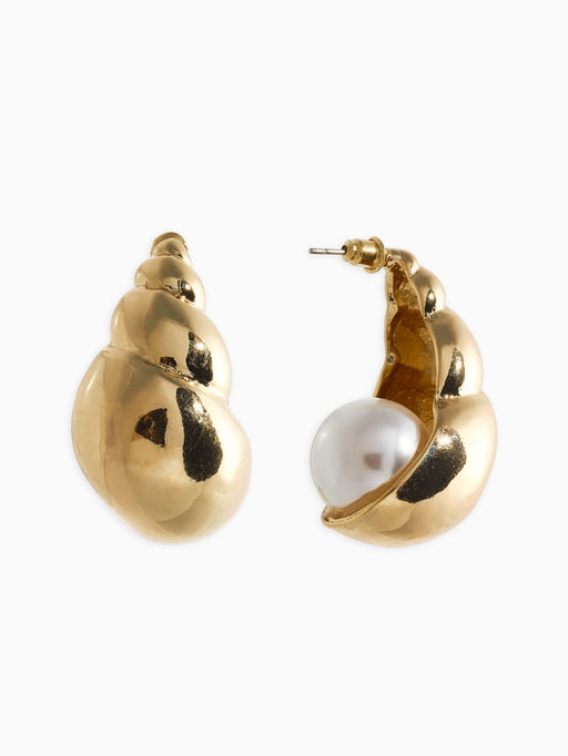 Серьги «Морской мир», улитка. белые в золоте