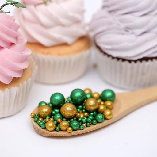 Посыпка кондитерская с глиттером Блеск: зеленый, золото, 50 г - Simaland фото 2