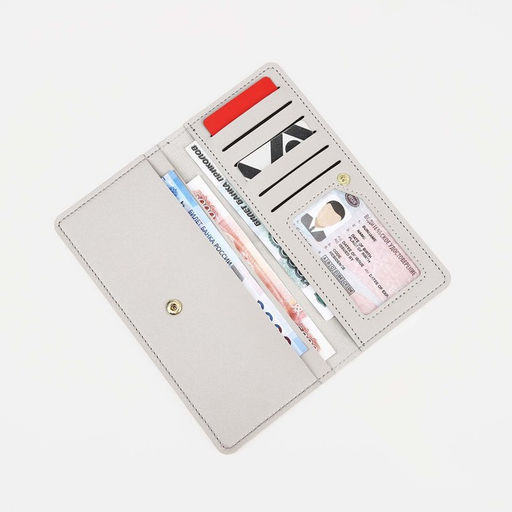 Кошелёк на кнопке, отдел для купюр, для карт, цвет серый - Simaland фото 3