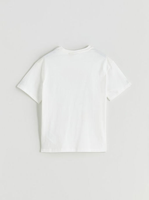 Bisiklet Yaka Stitch Bask?l? K?z ?ocuk Ti??rt