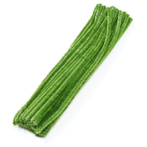 Синельная проволока, набор 50 шт., зелёная с люрексом, 30 см