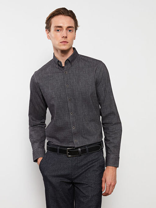 Regular Fit Uzun Kollu Gabardin Erkek G?mlek