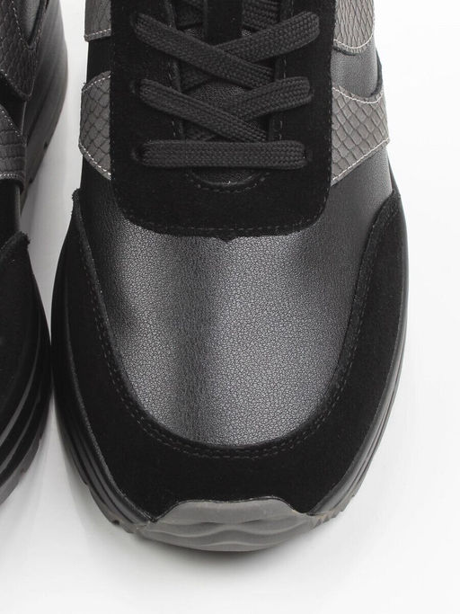 03-A1003-4 BLACK Кроссовки женские (натуральная кожа, натуральная замша) - Фабричный китай фото 9