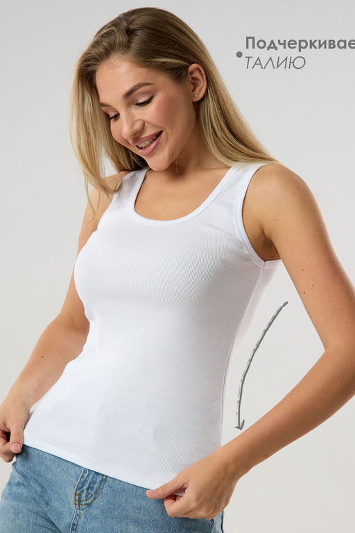 Майка базовая в рубчик белая