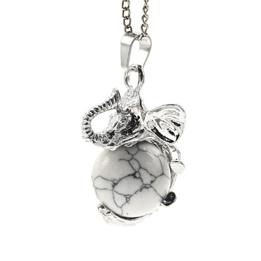 Подвеска Слон с кахолонгом имитация 19*33мм цвет белый