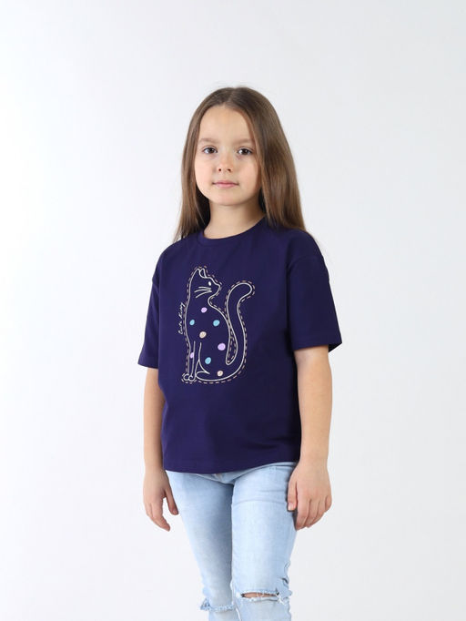 CRB wear / CSKG 64015-41-432 Футболка для девочки,темно-синий/Ex.Cherubino