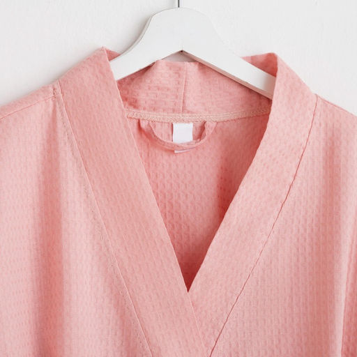 Халат вафельный женский удлинённый Экономь и Я размер 42-44, цвет пудра, 100% хлопок, 200 г/м²