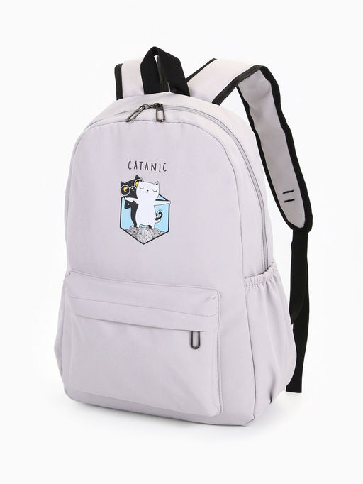 Рюкзак школьный на молнии, с карманами, с принтом, размер 30?12?43 см, розовый