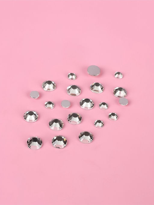 Стразы холодной фиксации, разноразмерные, 400 шт., стеклянные, цвет серебряный