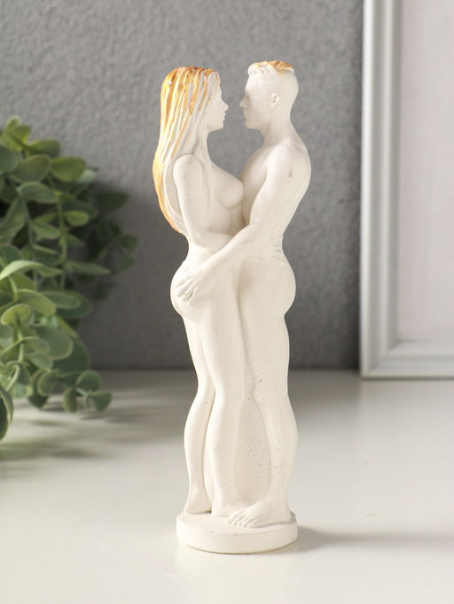 Фигурка гипс Парочка, 16?5 см, белый с позолотой