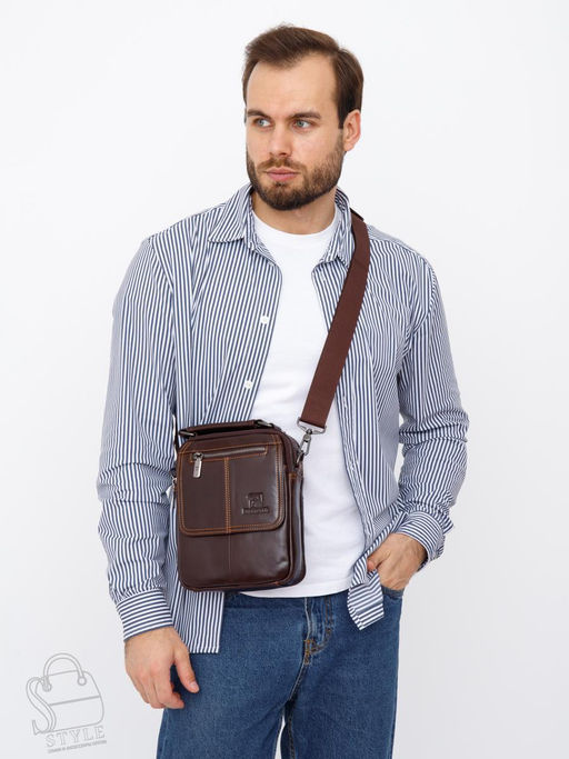 Сумка мужская кожаная 632M brown Fuzhiniao