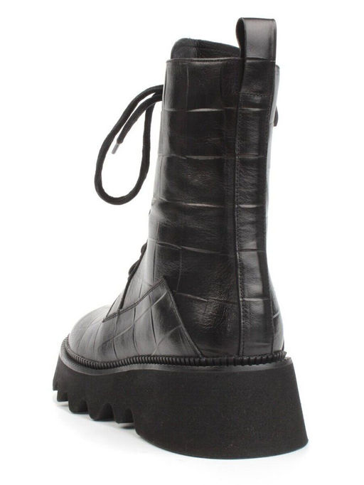 01-C1110-1 BLACK Ботинки демисезонные женские (натуральная кожа, байка)