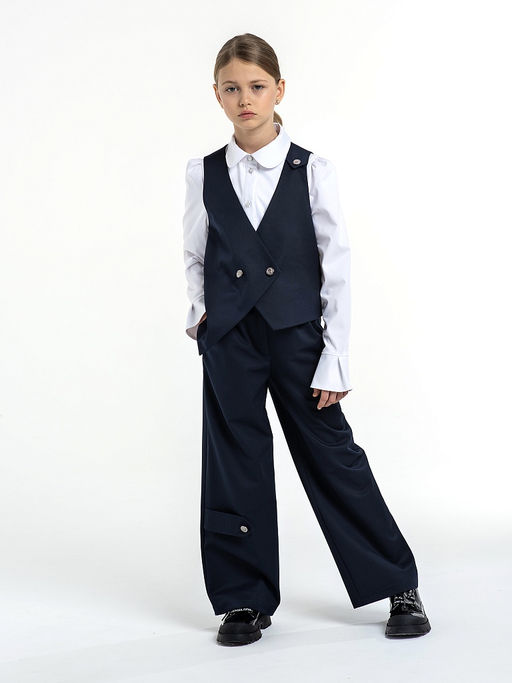 Синий школьный жилет для девочки Mooriposh, модель 1121 фото 5