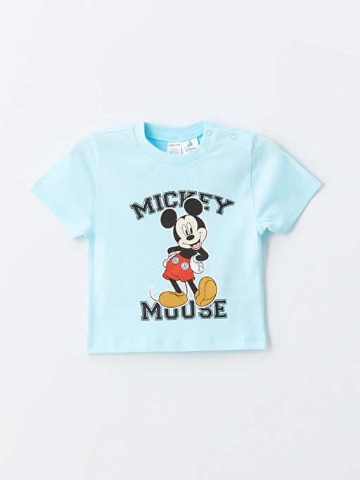 Bisiklet Yaka K?sa Kollu Mickey Mouse Bask?l? Erkek Bebek Ti??rt ve ?ort 2li Tak?m - Waikiki фото 5