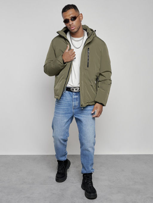 Куртка мужская зимняя с капюшоном спортивная великан цвета хаки 8335Kh - Wonderrman фото 14