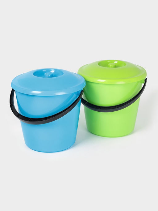 Ведро с крышкой, 10 л, d=32 см, h=26 см, пластик, МИКС