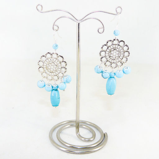 Серьги из хаолита 8х15 мм, диаметр 6 мм - длина 6 см