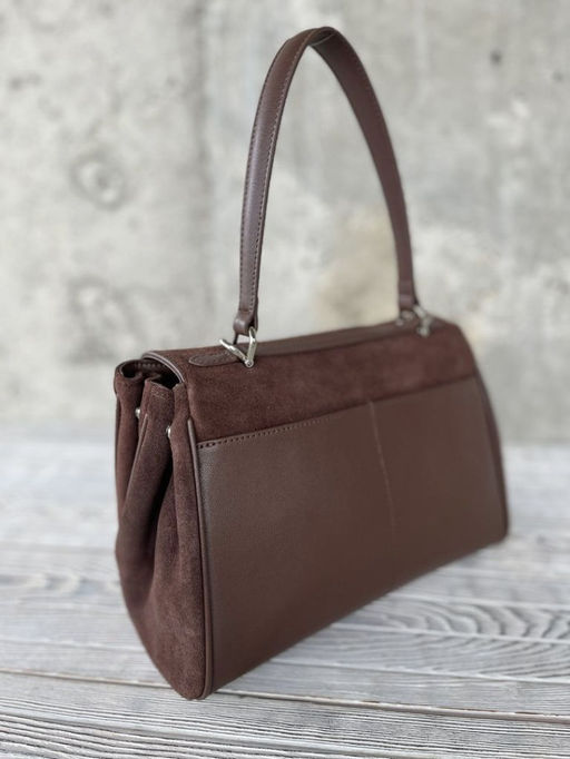 Женская замшевая сумка-портфель 8399 Кофе - Sergio valentini фото 5