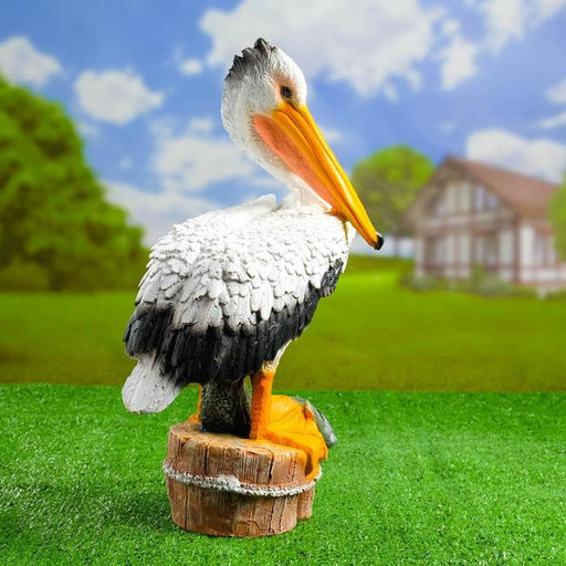 Садовая фигура из полистоуна «Пеликан с рыбкой», 26×17×44 см