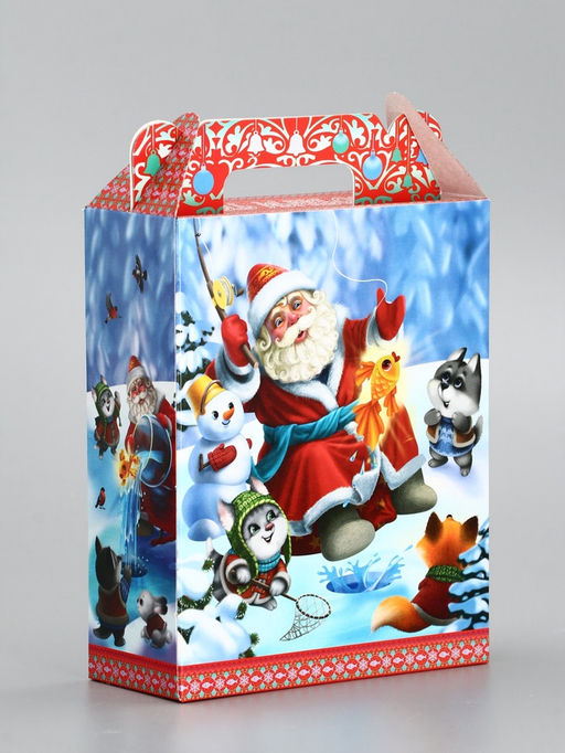 Цена за 10 шт. Подарочная коробка новогодняя Золотая рыбка 14?6?21 см - Simaland фото 3