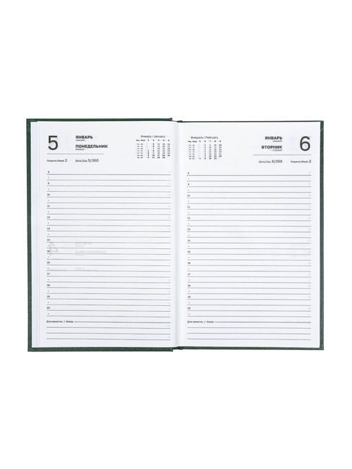 Ежедневник датированный Calligrata, А5, 2026, твёрдая обложка из бумвинила, 168 листов, тёмно-зелёный