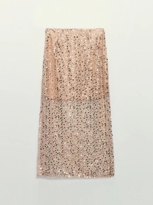 Двухслойная юбка миди c пайетками / Zarina